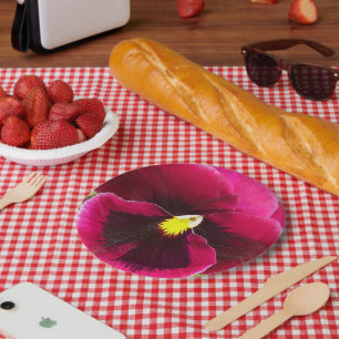 Pretty Purple Pansy Floral Paper Plate