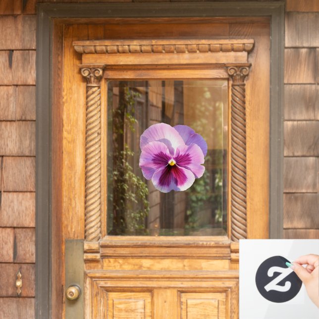 Pretty Purple Pansy Flower Window Cling (Home Door)