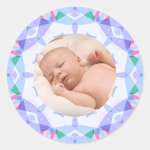 Pretty Purple Pastels Custom Mother’s Day Photo Classic Round Sticker