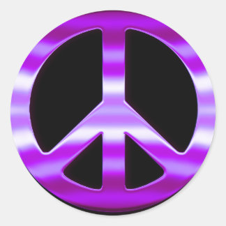 Pretty Purple Peace Sign Classic Round Sticker