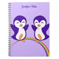Pretty Purple Penguin Rainbow Monogram Kids