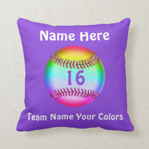 Pretty Purple Personalized Baseball Throw Pillows