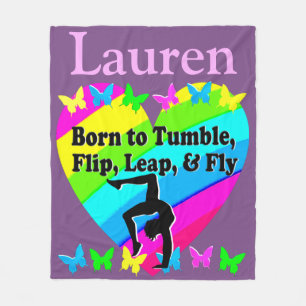 PRETTY PURPLE PERSONALIZED GYMNAST BLANKET