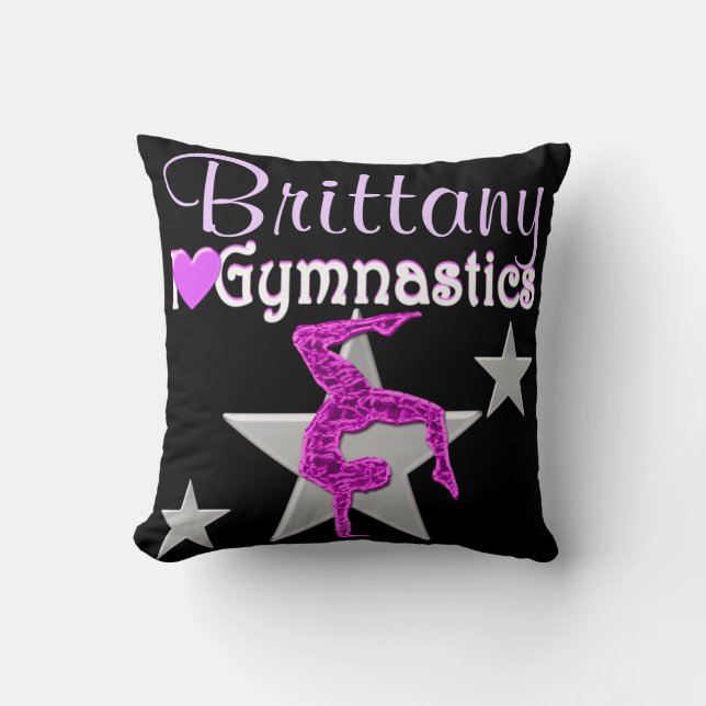 PRETTY PURPLE PERSONALIZED GYMNASTICS PILLOW (Front)