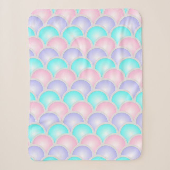 pretty purple pink aqua blue pastel mermaid scales sherpa blanket (Front)