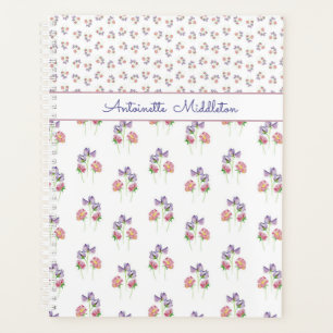 Pretty Purple Pink Floral Personalized Planner