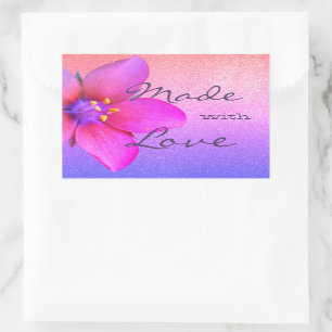 Pretty Purple Pink Flower Blossom Made with Love Sticker