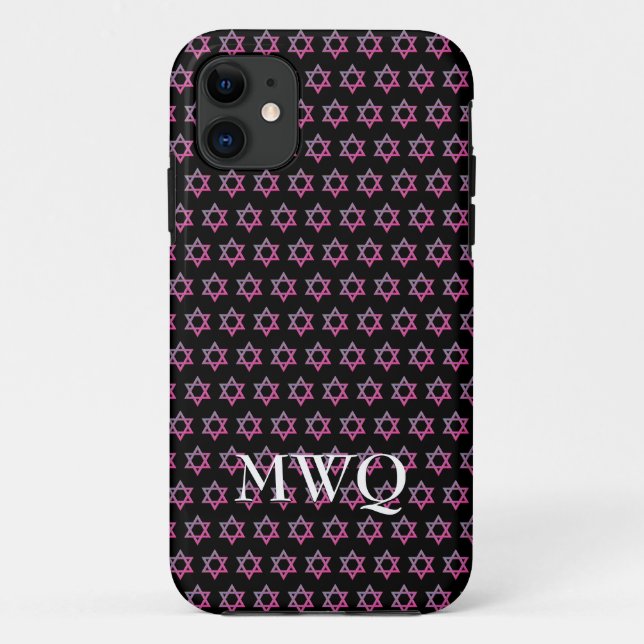 Pretty Purple Pink | Monogram | STAR OF DAVID Otte Case-Mate iPhone Case (Back)