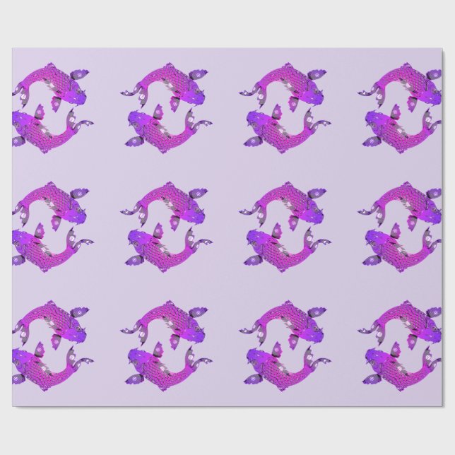 Pretty Purple Pisces Fish Wrapping Paper (Flat)