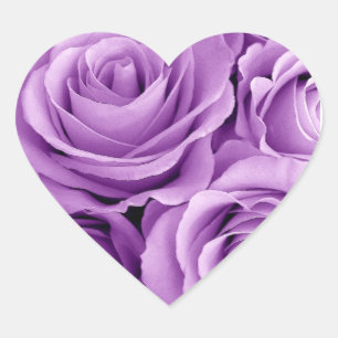 Pretty Purple Roses Heart Sticker