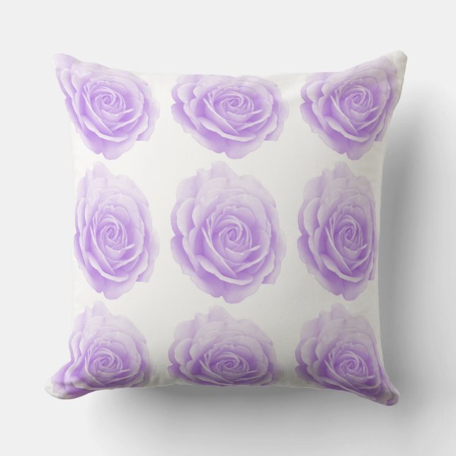 Pretty purple roses pattern throw pillow (Front)