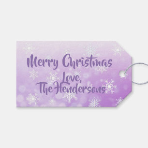 Pretty Purple Snowflake Holiday Christmas Gift Tags