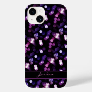 Pretty Purple Sparkle Lights with Name Case-Mate iPhone 14 Case