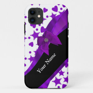 Pretty purple spotty girly pattern personalized iPhone 11 case