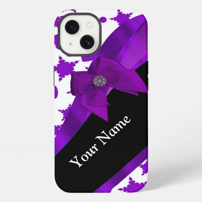 Pretty purple spotty girly pattern personalized iPhone case (Back)