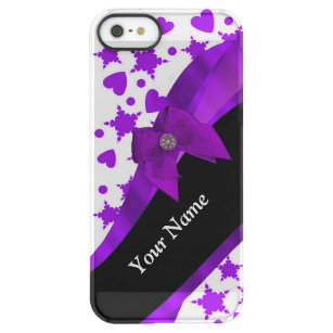 Pretty purple spotty girly pattern personalized permafrost® iPhone SE/5/5s case