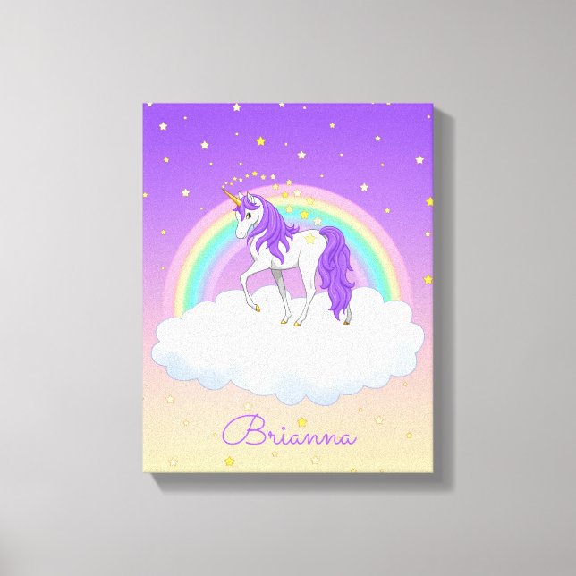 Pretty Purple Sweet Dreams Rainbow Unicorn Canvas Print (Front)