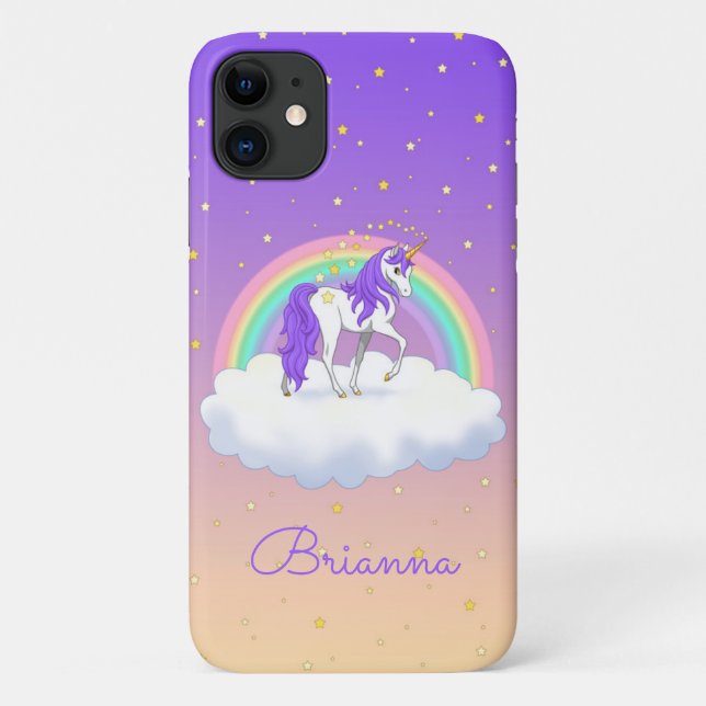 Pretty Purple Sweet Dreams Rainbow Unicorn Case-Mate iPhone Case (Back)
