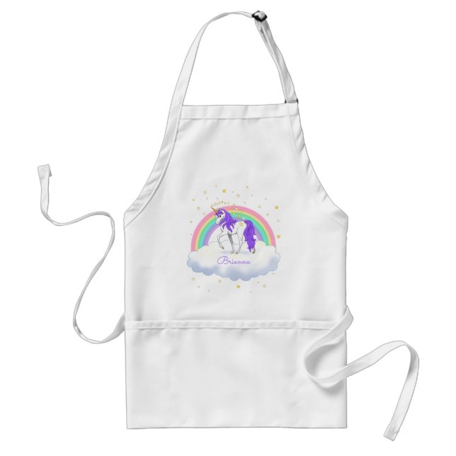 Pretty Purple Sweet Dreams Rainbow Unicorn Standard Apron (Front)