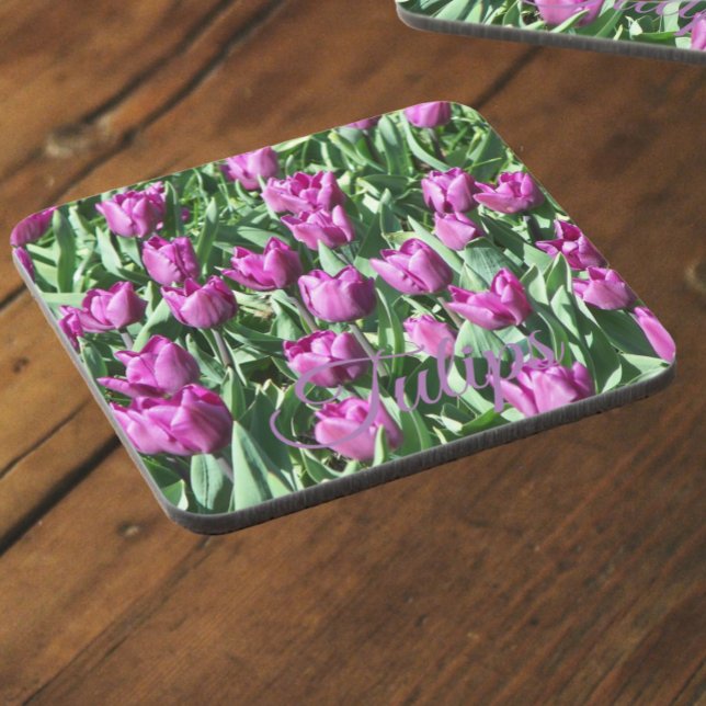 Pretty Purple Tulips Floral Coaster (In Situ)