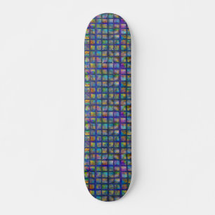 Pretty Purple Tye-Die Square Tile Grid Pattern Skateboard