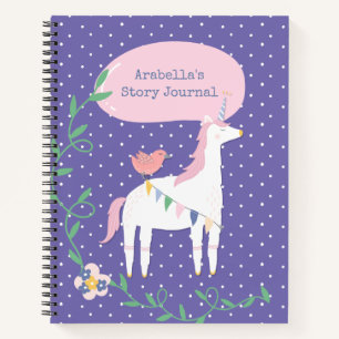 Pretty Purple Unicorn Girl's Write & Draw Story Notebook