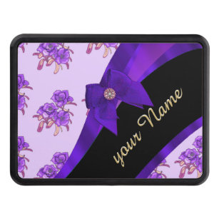 Pretty purple vintage floral flower pattern trailer hitch cover