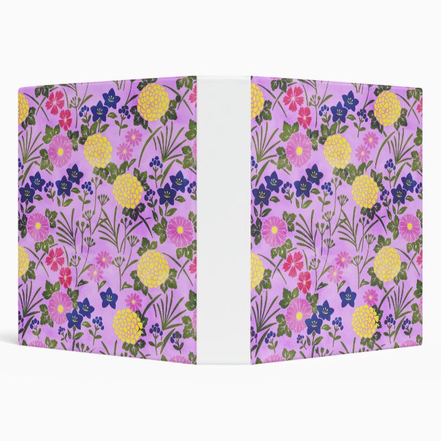 Pretty Purple Vintage Flower Pattern Binder (Background)