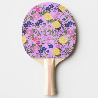 Pretty Purple Vintage Flower Pattern Ping Pong Paddle