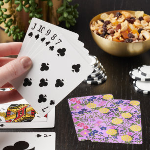 Pretty Purple Vintage Flower Pattern Playing Cards