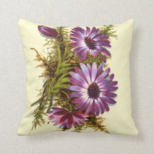 Pretty Purple Vintage Flowers Throw Pillow