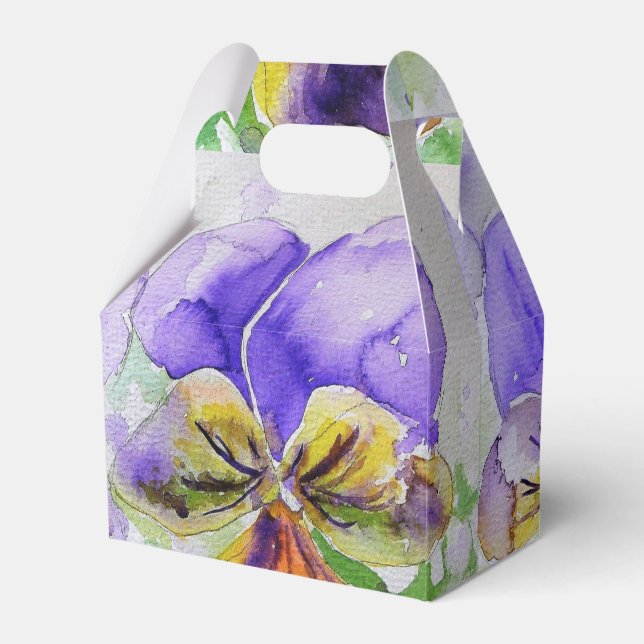 Pretty Purple Viola Floral Wedding Cake Favour Box (Front Side)
