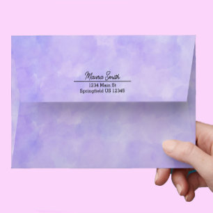 Pretty purple watercolor custom return address envelope