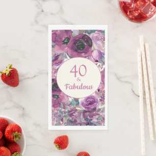 Pretty Purple Watercolor Floral 40 Fabulous  Napkin