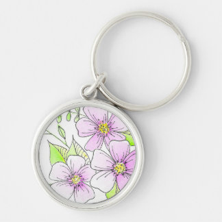 Pretty Purple Watercolor Flowers Keychain