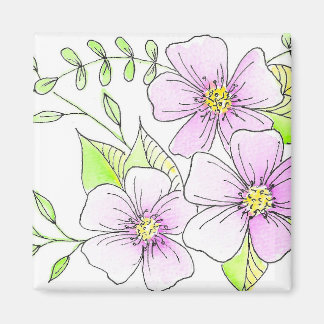 Pretty PUrple Watercolor Flowers Magnet