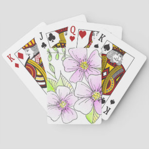 Pretty Purple Watercolor Flowers Playing Cards