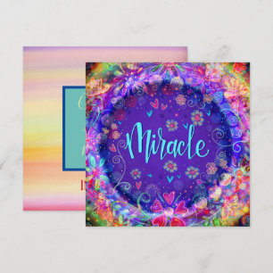 Pretty Purple Whimsical Miracle Motivational Thank You Card