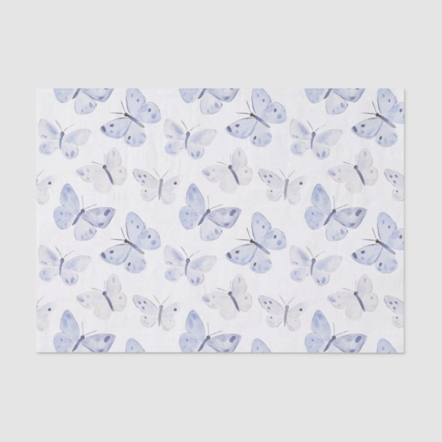 Pretty Purple White Butterflies Birthday Tissue Paper (Front)