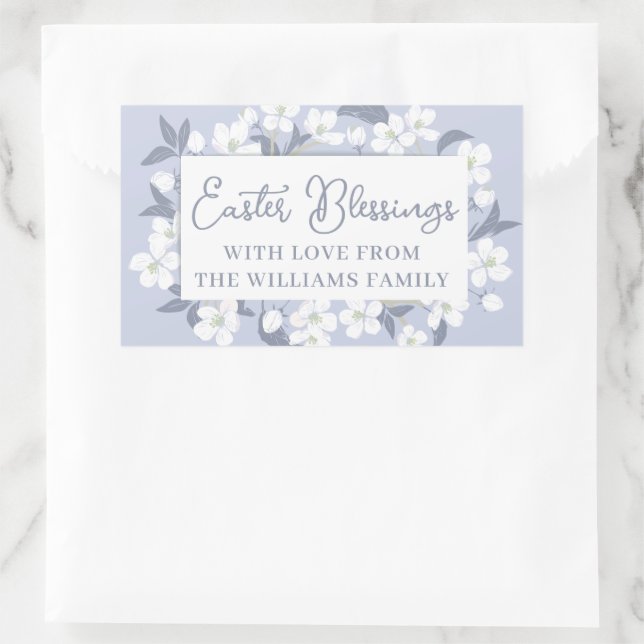 Pretty Purple White Floral Easter Blessings Party Sticker (Bag)
