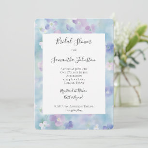 Pretty Purple White Flowers Bridal Shower Invitation