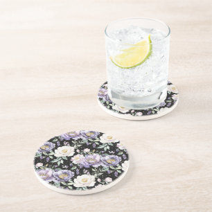 Pretty Purple White Flowers Coaster