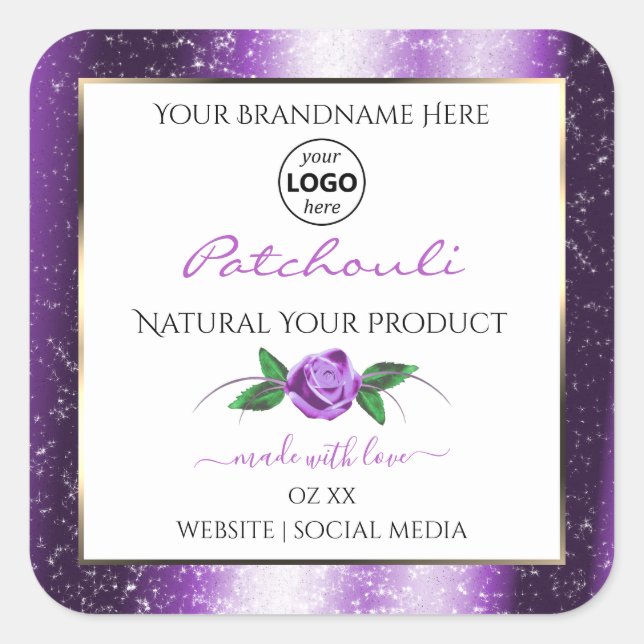 Pretty Purple White Product Label Rose Flower Logo (Front)
