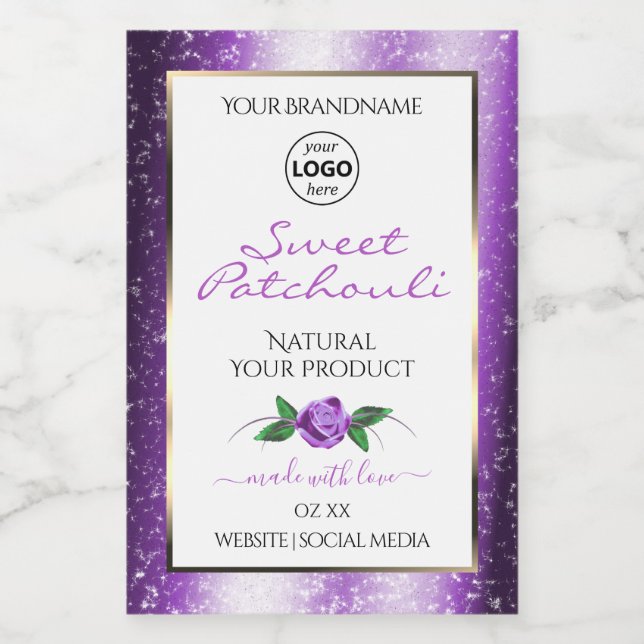 Pretty Purple White Product Label Rose Flower Logo (Single Label)