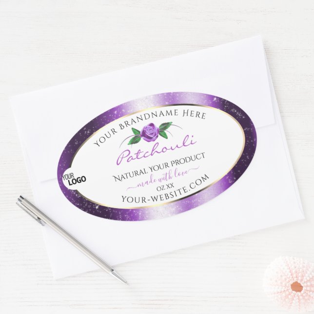 Pretty Purple White Product Label Rose Flower Logo (Envelope)