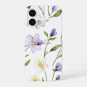 Pretty Purple Yellow Flowers iPhone 16 Case