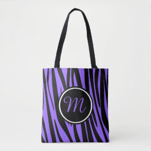 Pretty Purple Zebra Custom Monogram Tote Bag