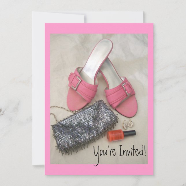 Pretty Purse Pink Heels Invitations Birthday/Any (Front)