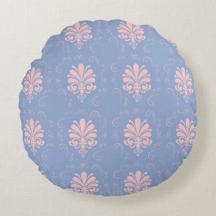 Pretty quartz serenity damask patterned round pillow