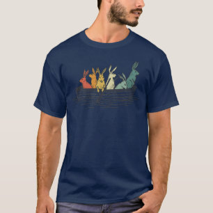 Pretty Rabbits in Retro Colours in a Boat Bunny R T-Shirt